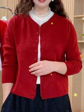 新款小香风时尚百搭圆领开衫毛衣针织外套女2025秋季长袖针织衫#谁穿谁好看 #气质优雅穿搭 #高级感穿搭 #女装 #百搭显瘦