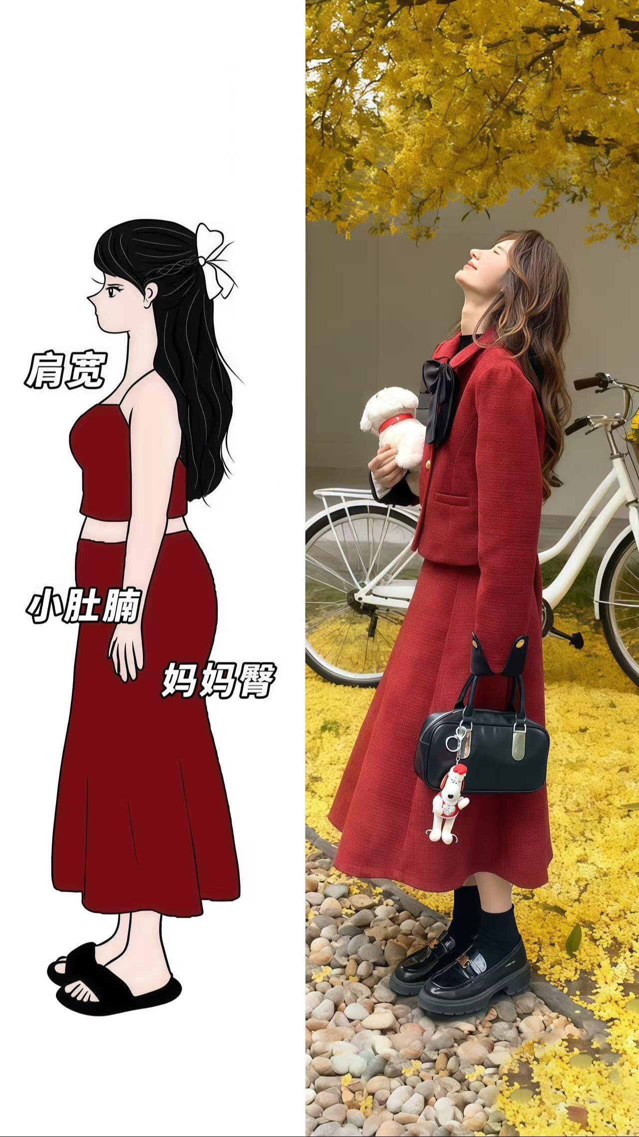 秋日氛围杀疯了!这套红色小香风两件套美到失语 谁能拒绝这套自带滤镜的红色小香风套装啊!! 复古红粗花呢质感绝绝子,外套的大蝴蝶结和金属扣太戳少女心了✨ 短款上衣+伞裙的组合,拉高腰线还显腿长,小个子穿也能有一米七既视感~ 单穿外套配黑裤,是干练小女人;整套穿去秋日野餐、看展,走在路上被要链接到社恐!面料厚实挺括,细节做工在线,这个秋天穿它,氛围感和高级感直接拉满,属于穿上就不想脱系列~ #小香风套装 #秋日穿搭 #红色系穿搭 #红色系 #复古穿搭