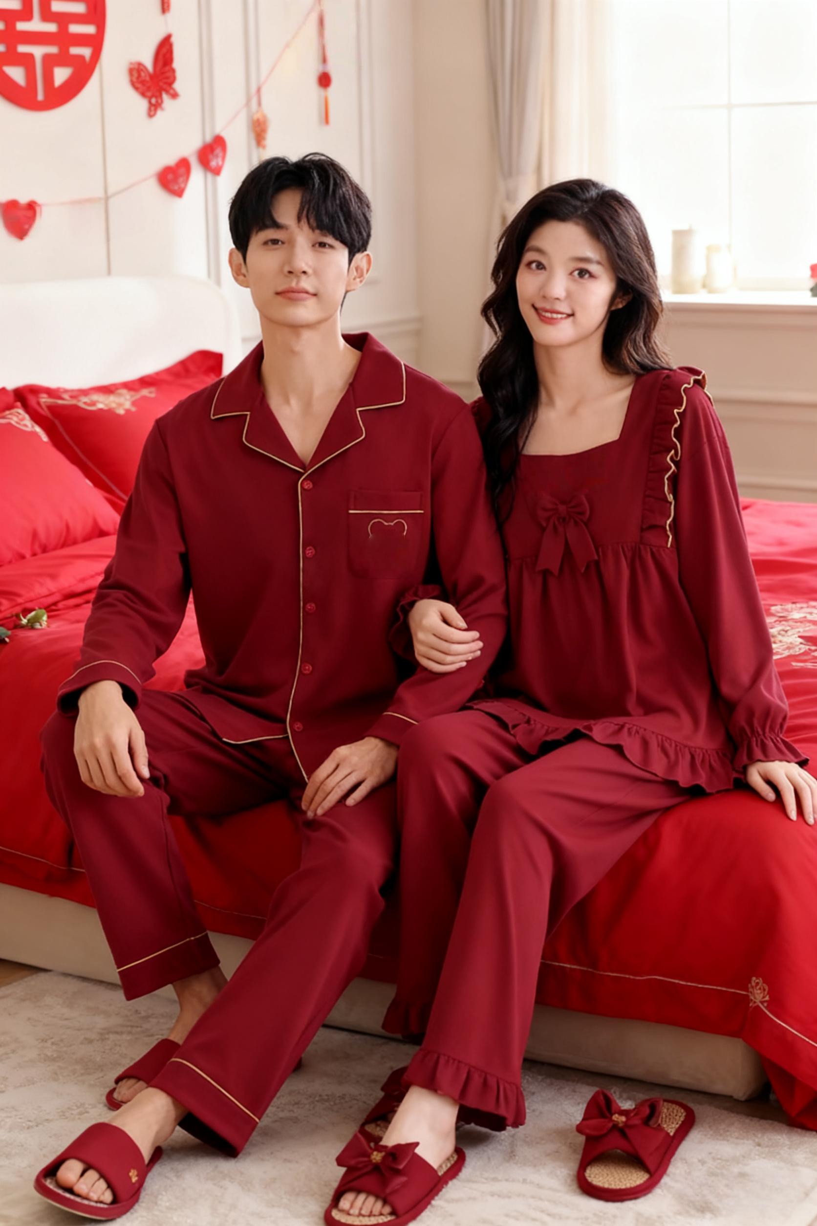 #备婚日记 #情侣睡衣 #红色系 #宅家睡衣秀 #在家也要美美哒