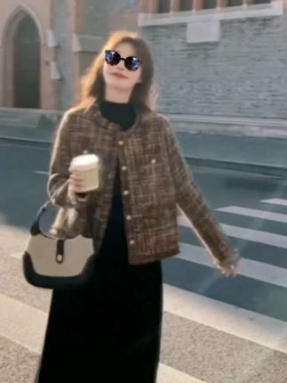法式小香风外套连衣裙套装女春秋2025新款高级感韩系流行两件套裙#高级时尚#今日穿搭#面料柔软
