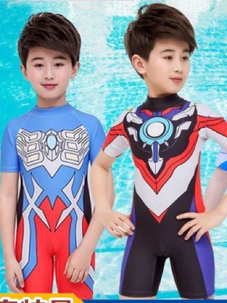 泳衣2024夏季赛罗迪迦奥特曼男童连体衣防晒儿童游泳衣泽塔欧布#奥特曼游泳衣