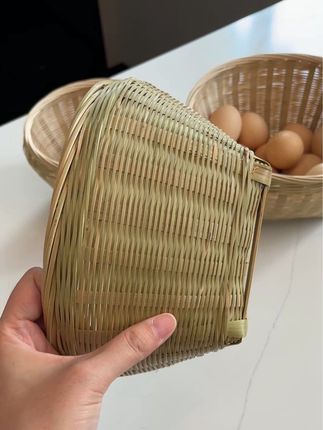 竹编透气环保,耐脏,厨房收纳好物。#竹编筐#鸡蛋筐#姜蒜筐#厨房好物