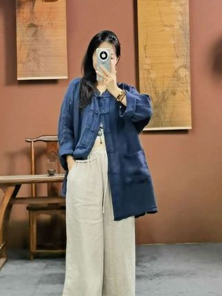 光阴不及念,又是一岁秋 #中式美学服饰 #简约穿搭 #慵懒风穿搭 #棉麻复古文艺 #麻料系列