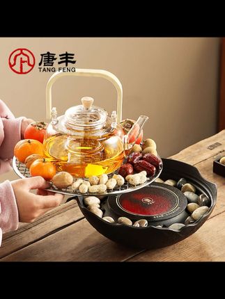 围炉煮茶家用室内2025新款电陶炉煮茶器玻璃茶壶电烤火炉茶具套装#茶具 #煮茶器 #围炉煮茶正当时