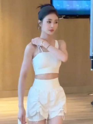 skinofskin抽绳假两件运动短裤女夏季防走光高腰健身紧身瑜伽外穿#运动裤 #运动短裤 #健身裤 #瑜伽裤 #健身裤