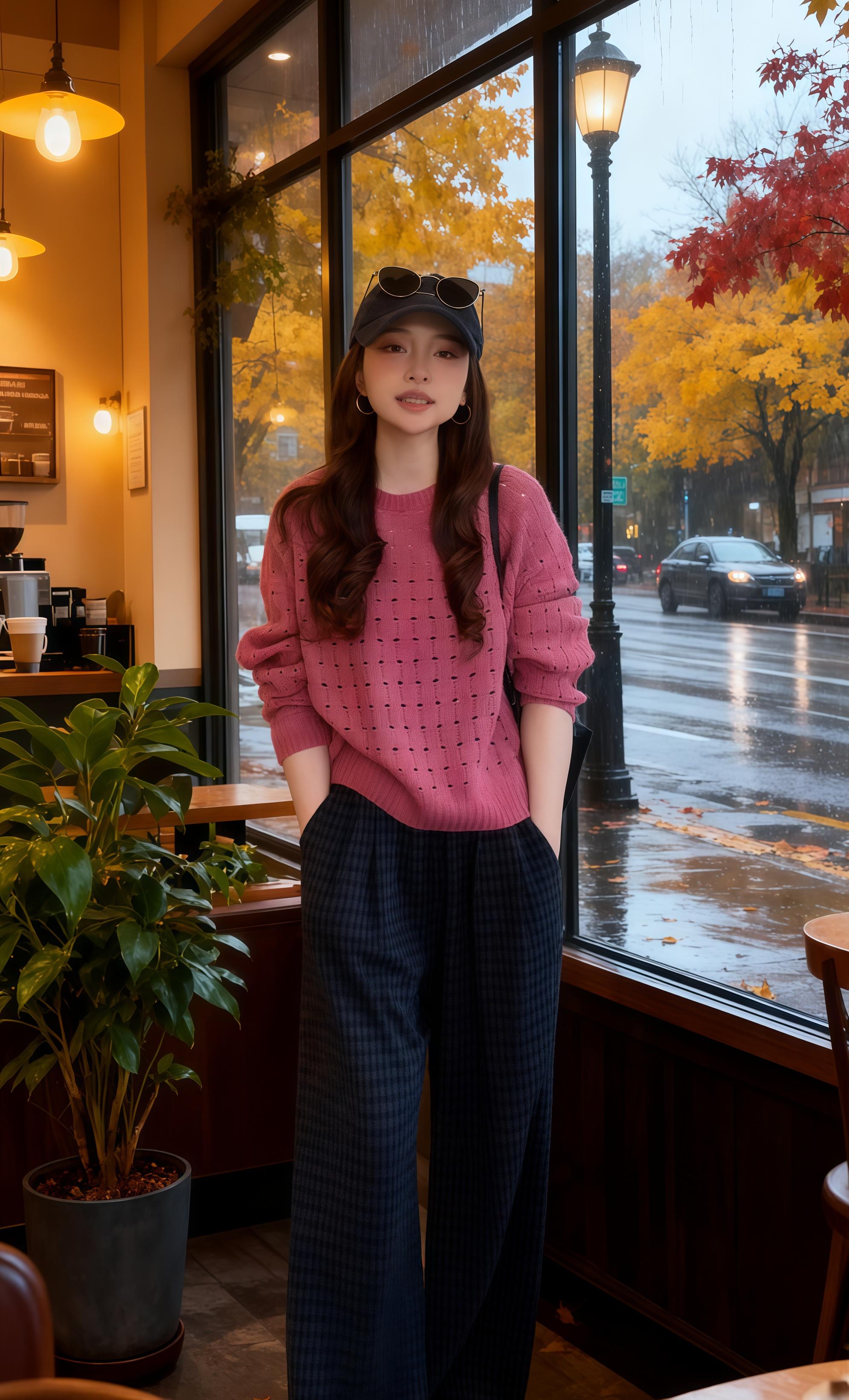 《雨天咖啡店的“粉色治愈”》 林夏踩着湿漉漉的路面,躲进常去的复古咖啡店。她裹了裹粉色镂空毛衣,把双手插进格纹裤兜,望着窗外秋雨打落金黄枫叶,忽然觉得这一刻很踏实。 咖啡机嗡嗡响着,暖黄灯光把彩色杯子映得发亮。她想起刚毕业时总在这靠窗位改简历,如今穿着自己搭配的“温柔复古风”,成了小有名气的穿搭博主。 雨还在下,街灯晕开一圈暖光,车辆碾过积水带起涟漪。林夏掏出手机记录下这幕:“原来把热爱穿在身上,连雨天都能变成治愈系风景~”#秋冬都市硬核穿搭 #预制国庆出游穿搭 #秋冬穿搭新鲜感在线 #秋季毛衣搭配技巧 #减龄气质