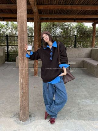 中秋 JCCC 影子【琥珀/纽扣诗行】两色亨利领纯羊毛针织套头毛衣