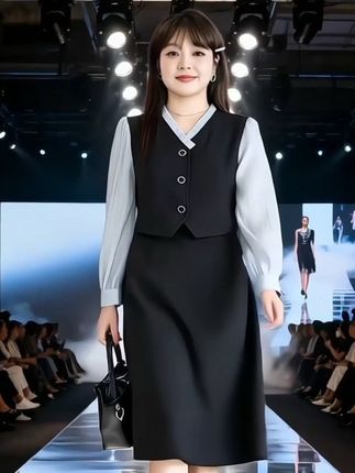 #大码女装 #假两件连衣裙 #显瘦穿搭 #初秋一周不重样穿搭 #被秋日氛围感穿搭拿捏了