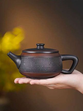 紫陶茶壶半手工跳刀纹大容量汉瓦壶高档茶具套装泡茶复古家用壶#茶具 #匠心制作 #茶生活 #以壶会友 #喝茶
