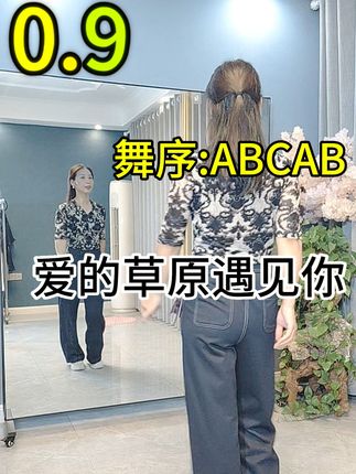 #零基础学广场舞#爱舞蹈爱生活 #爱的草原遇见你 0.9倍背面完整版跟跳……