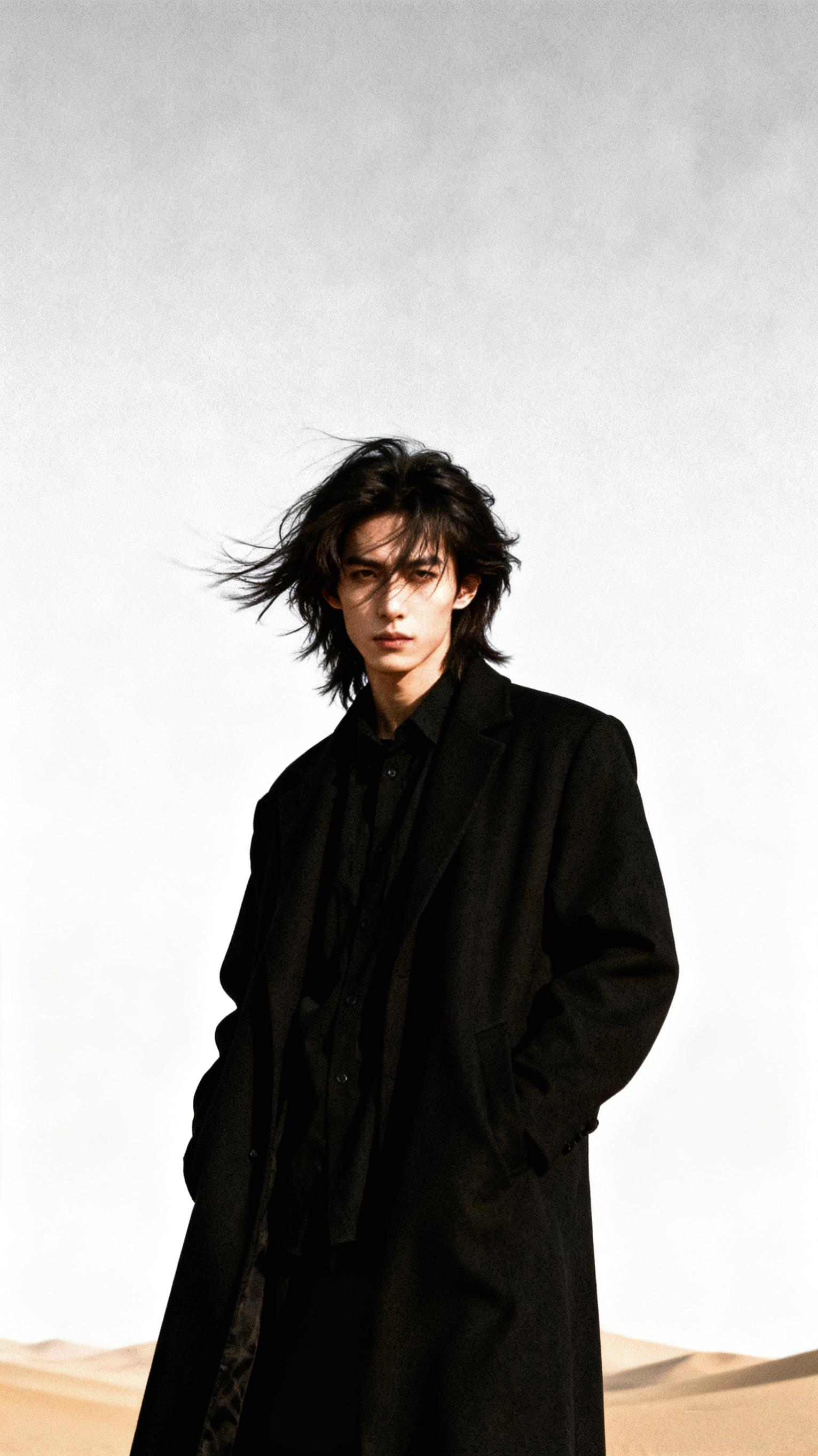 风随沙起,我永远自由。#大西北 #沙漠 #天蝎座 #长发男生 #自由