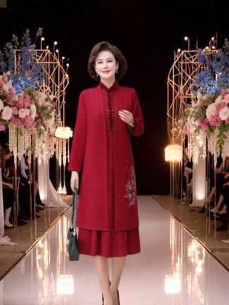 #妈妈婚宴礼服两件套连衣裙#家人们看过来!这款专为40、50岁喜婆婆准备的冬季婚宴装太实用了!两件套设计,外面是大气的礼服裙,里面加绒又加厚,冬天穿一点不冷。   版型很显气质,婚宴上穿得体又好看,日常稍微搭一下也能穿。面料摸着手感好,细节做得也到位,这个年纪穿特别合适,有需要的家人可以放心看看!