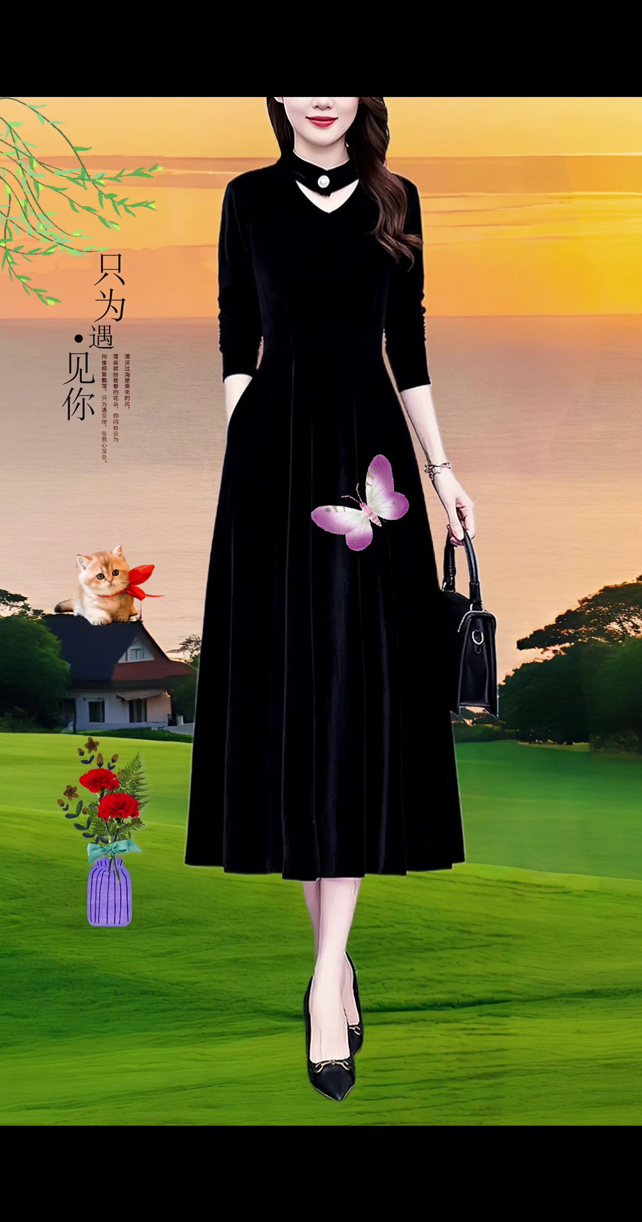 高档有口袋金丝绒长裙👗太美了!#新款连衣裙 #高端大气 #洋气减龄 #优雅气质 #谁穿谁好看 @抖加🔥上热门🔥dou+🔥热点宝 @DOU+上热门