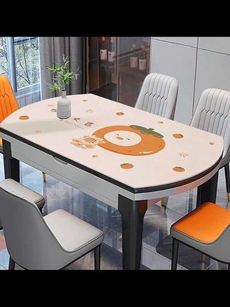 椭圆形餐桌垫子防水防油免洗桌面保护垫轻奢高级感防烫折叠圆桌布#餐桌垫