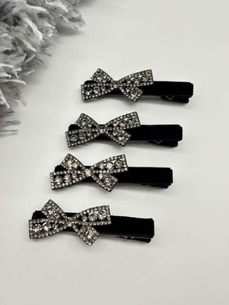 黑色丝绒亮钻发夹侧边夹鸭嘴夹#发夹