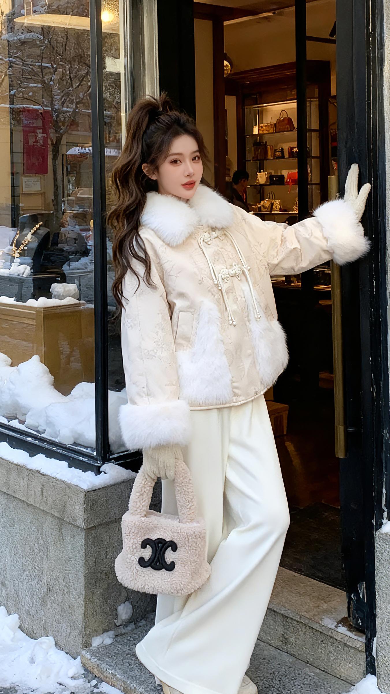 #图文伙伴计划 新中式保暖外套|把东方雅致穿在身上,秋冬氛围感直接拉满 谁能拒绝这件把国风与保暖焊死的外套啊! 毛绒大翻领+精致盘扣,新中式韵味直接拿捏,行走间仿佛从江南画卷里走出来的佳人~ 短款版型超显比例,搭配阔腿裤是清冷大小姐,配半身裙又成国风氛围感美人,在飘雪的复古街道随便一站,都是自带滤镜的时尚大片! 秋冬想要既有温度又有格调,这件新中式外套必须锁死~ #时尚复古外套 #冬日穿搭测评 #小个子女生秋冬就这样穿 #复古少女穿搭一周