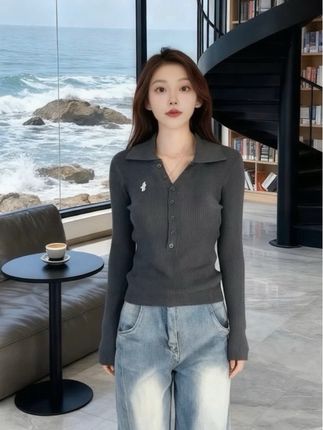 胖MM松弛感休闲针织衫女春秋季大码韩系慵懒风百搭修身内搭打底衫#高级感穿搭 #百搭上衣 #慵懒风 #打底衫 #内搭外穿都好看