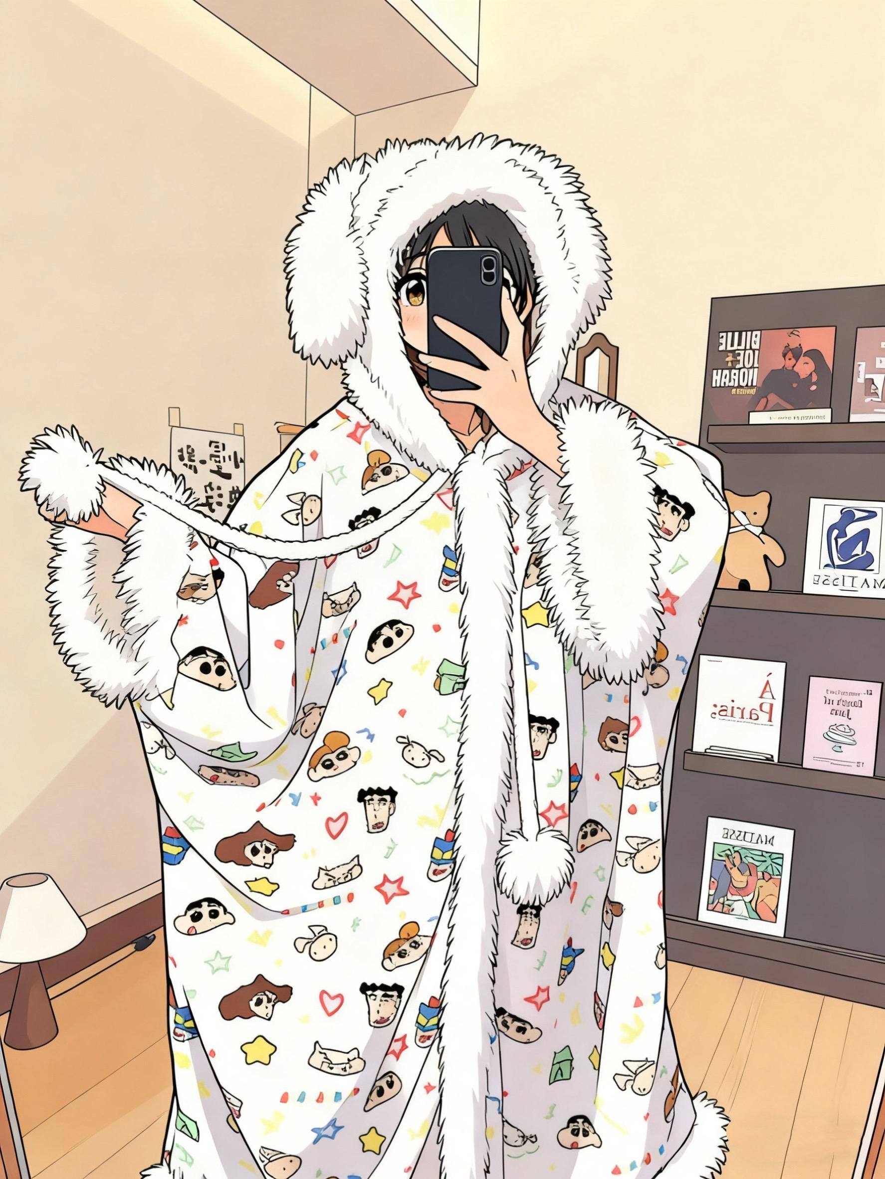 听我的!蜡笔小新斗篷睡衣人手一件好吗#睡衣家居服 #睡袍 #蜡笔小新 #阔爱炸了 #冬季必备