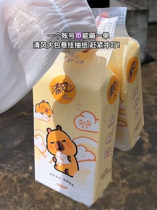 一个账号🆔能薅一单,清风大包悬挂抽纸,赶紧冲吖!!#新人福利第一单#大包型抽纸 #清风#超便宜超划算#纸巾