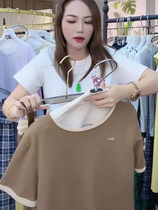 Z006夏季时尚休闲套装女2025新款气质圆领短袖宽松显瘦运动两件套#夏季新款#新款上新#休闲套装#套装推荐#运动套装