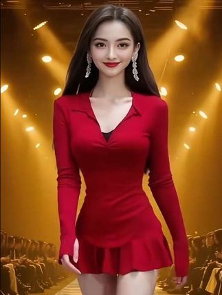 时尚连衣裙#优雅气质 #好身材好气质 #性感女神 #红色连衣裙 #短裙穿搭