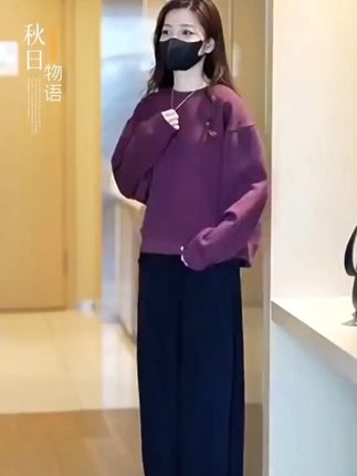 #说好的随便穿穿去看秀 纯棉休闲风运动套装女2025春秋季新款韩版圆领宽松卫衣时尚两件套#春秋新款套装两件套 #宽松卫衣套装 #休闲风运动套装 #早秋高智感职场穿搭