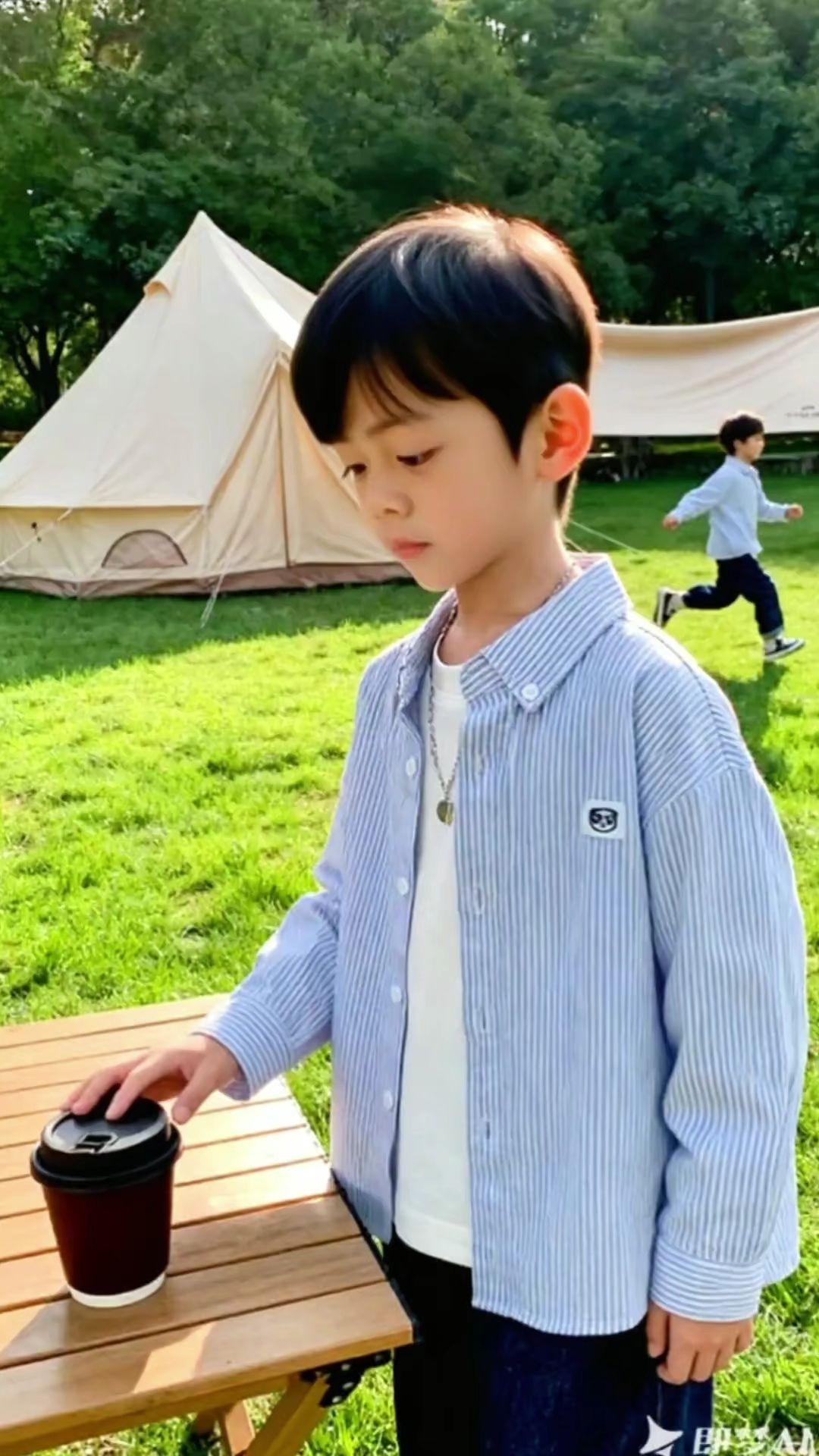 男童宝宝纯棉蓝条纹衬衫儿童春秋洋气衬衣中大童韩版休闲男童衬衫#男童穿搭 #男童 #新款上新