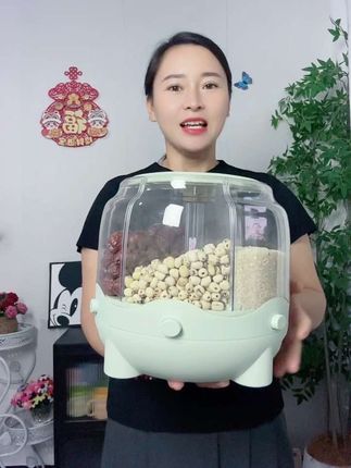 #杂粮收纳桶 #大容量#杂粮桶 #杂粮桶360度旋转