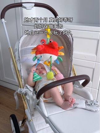 她真的好乖呀,一个小玩具真的可以控娃很久,真是哄娃小神器,可以安心做个饭了#宝妈带娃解放双手#哄娃神器#拉拉乐抽绳玩具#床头摇铃#人类幼崽