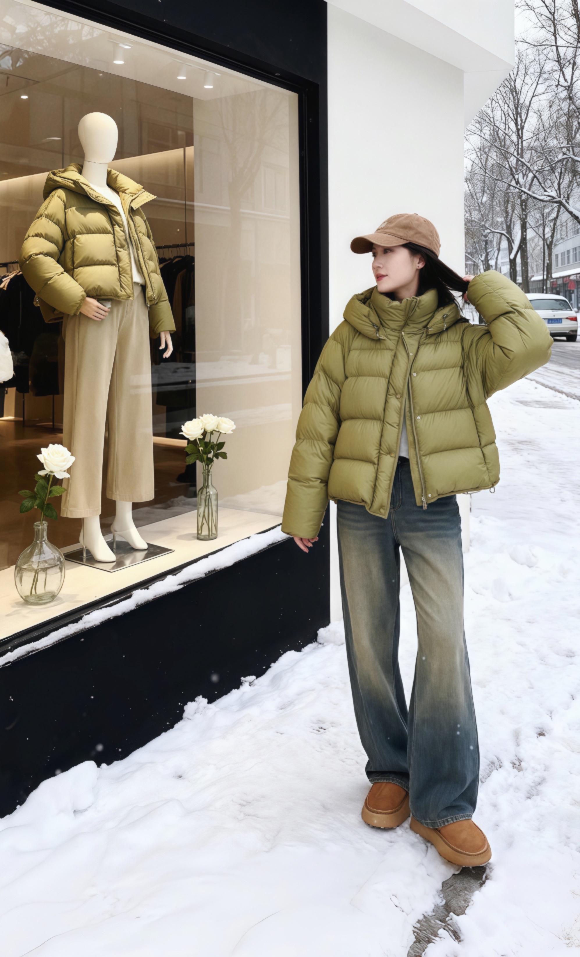 初雪簌簌落下,林薇坐在长椅上,捧着那杯带“&”的热饮,指尖的温度顺着杯壁传来。去年此时,也是这样的雪天,陈屿就是在这条街的橱窗旁,穿着和她现在一模一样的墨绿色羽绒服,笑着朝她走来。  他说:“这件衣服,像极了我们初见时你眼里的光。”  如今橱窗里的人体模型还穿着同款,可身边少了他。正怔忡着,一双手轻轻覆上她的肩,熟悉的嗓音在耳畔响起:“在等我吗?”  林薇回头,撞进陈屿含笑的眼眸里,雪还在下,可心里的暖,早已将寒意驱散。#羽绒服穿搭 #绿色羽绒服外套 #时尚休闲穿搭 #韩系穿搭 @抖加🔥上热门🔥dou+🔥热点宝 @DOU+小助手