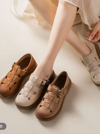 春夏季编织透气穿搭罗马凉鞋夏季新款包头厚底猪笼鞋子踩脚女鞋#早秋中性风穿搭 #夏日穿搭小心机 #早秋韩系氛围感穿搭 #就说看JOJO对拍照有帮助吧 #素颜带你感受穿搭的魅力