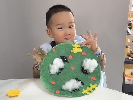 2️⃣岁宝宝 | 🐏创意羊羊黏土画🖼️ #亲子手工 #黏土手工 #萌娃 #创意美术 #人类幼崽
