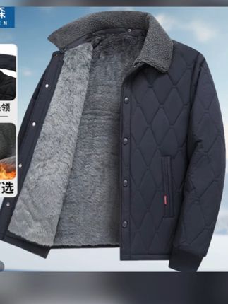 棉服男加绒加厚宽松中老年棉袄秋冬季爷爷保暖棉衣冬装外套爸爸装
