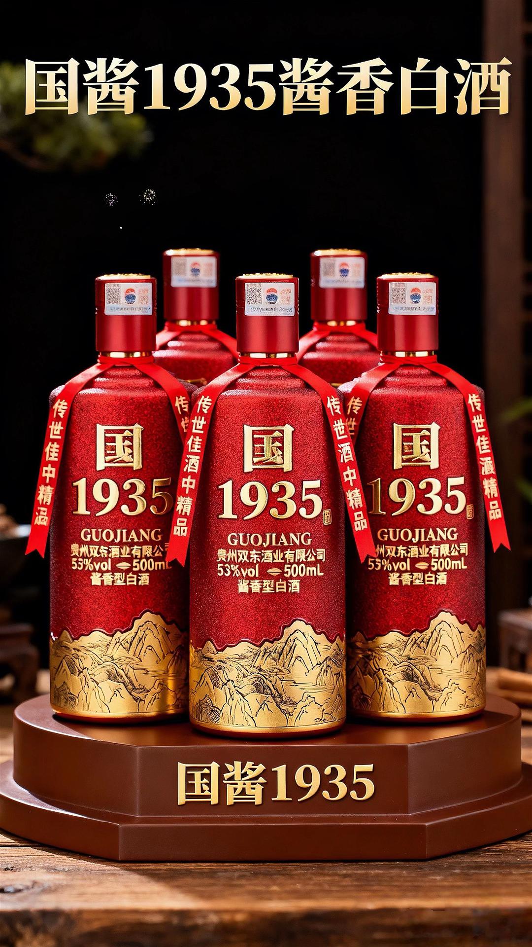 国酱1935:一杯藏尽岁月的酱香!#好酒推荐 1935年的荣光,在赤水河畔延续。国酱1935择茅台镇核心产区而生,与传世酱酒共享得天独厚的微生物群落,以红缨子糯高粱为料,循“12987”古法坤沙工艺,经一年周期的蒸煮发酵,再入陶坛恒温陈藏。 开瓶即见微黄透亮,酱香裹挟着烘焙香与蜜甜层层释放。53度酒体入口绵柔,刺激感被时光温柔包裹,回味长达15秒,空杯留香逾24小时。红金瓶身藏尽匠心,商务宴请显格调,佳节赠礼传心意。每一滴,都是历史与匠心共酿的醇厚。#酱香型白酒 #国酱1935 #纯粮酿造 #酒文化