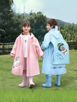 雨衣加大帽檐全身防水雨衣,带书包位适合幼儿园小学生,加厚可爱卡通雨披#雨衣 #书包位雨衣#学生雨衣#儿童雨衣