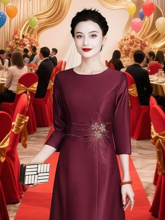 #喜婆婆喜妈妈婚宴装 #婚礼妈妈礼服 #红色喜庆#高贵优雅#婚宴礼服平时可穿