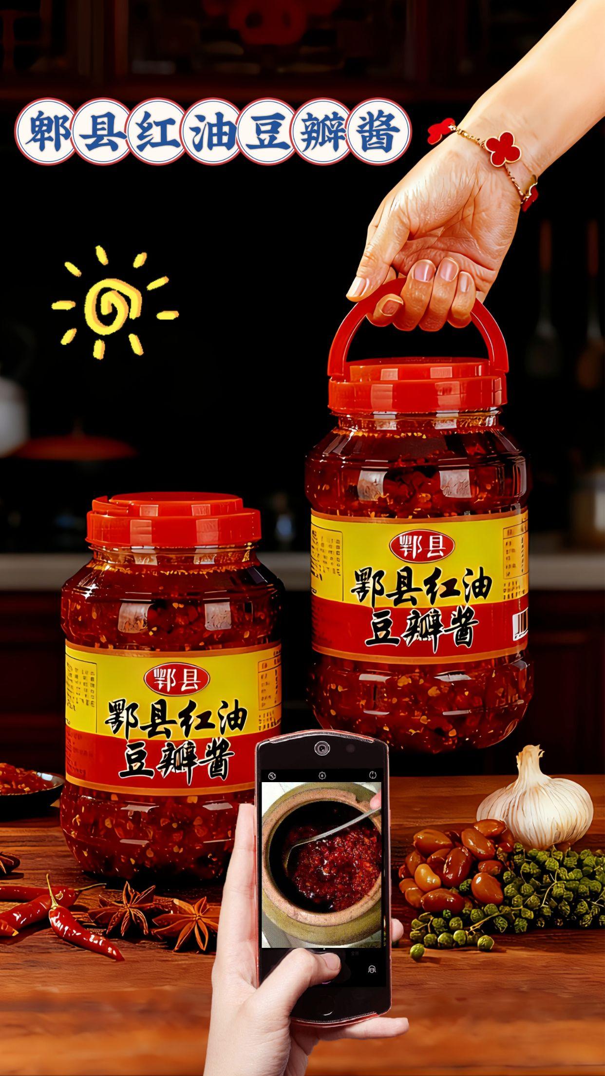 郫县红油豆瓣酱,红油裹着老酱香 亮泽红油里藏着醇厚发酵味,辣得够劲还带鲜。 炒个川菜、烧个菜,挖一勺,香味立马窜出来,家常味也有了川式热辣的魂。#正宗 #实惠 #无添加 #划算 #调味品 @DOU+上热门 @抖音小助手