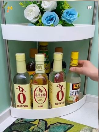 厨房三角置物架家用台面多层收纳架免打孔调料架卫生间浴室储物架#置物架 #收纳架 #万能的抖音 #助手抖音 #上热搜