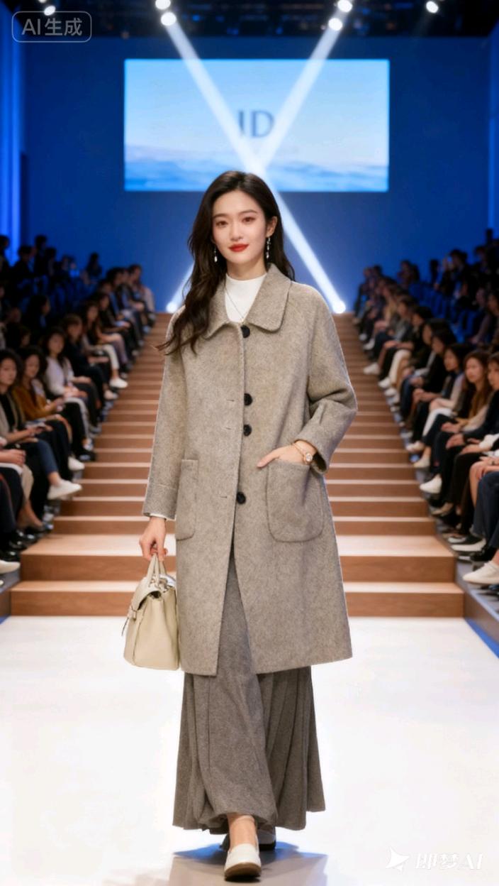 #电影氛围感流光风#韩版修身#中长款毛呢外套女秋冬加厚小个子气质呢子大衣新款