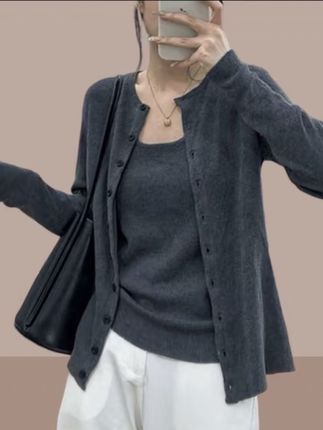 百搭针织开衫背心两件套 2025春秋新款 女#舒适#洋气百搭#时尚穿搭#休闲穿搭#简约大气