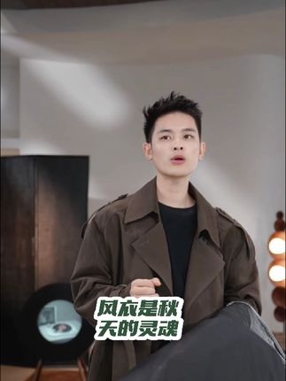 NYHSUGOO/南乙秋季经典双排扣设计中长款风衣外套3948男士极简