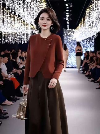 设计感不规则新中式盘扣针织衫上衣女2025春秋新款气质半身裙 #秋冬穿搭新鲜感在线 #早秋穿搭三分钟出门不是梦 #秋季微胖穿搭测评 #初秋一周不重样穿搭 #秋季不露腿穿搭