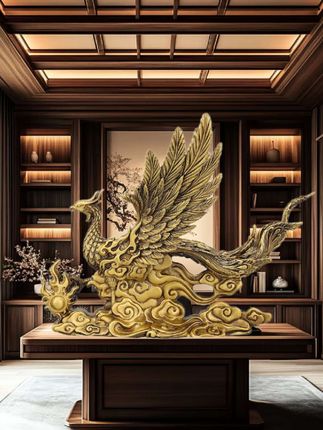 #黄铜凤凰摆件 #凤凰摆件 #龙凤呈祥 #客厅电视柜摆件 #全铜凤凰
