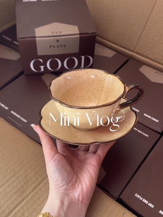 中古风焦糖色咖啡杯太好看了吧~