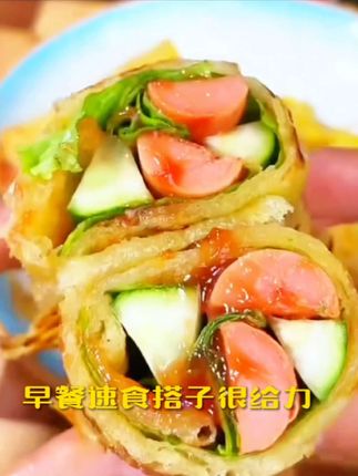 #早餐不知道吃什么 就来试试这个#十月稻田家的黄油手抓饼吧#方便又快捷的美食 #无需解冻,直接拿一片放锅里,两面翻一下加上备菜就可以吃喽#简单又美味的早餐 手抓饼就做好了