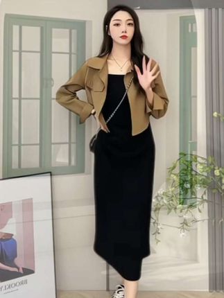 #百搭短款气质吊带裙时尚套装#显瘦两件套连衣裙 #高级感穿搭 #优雅气质 #女神穿搭 #通勤搭配