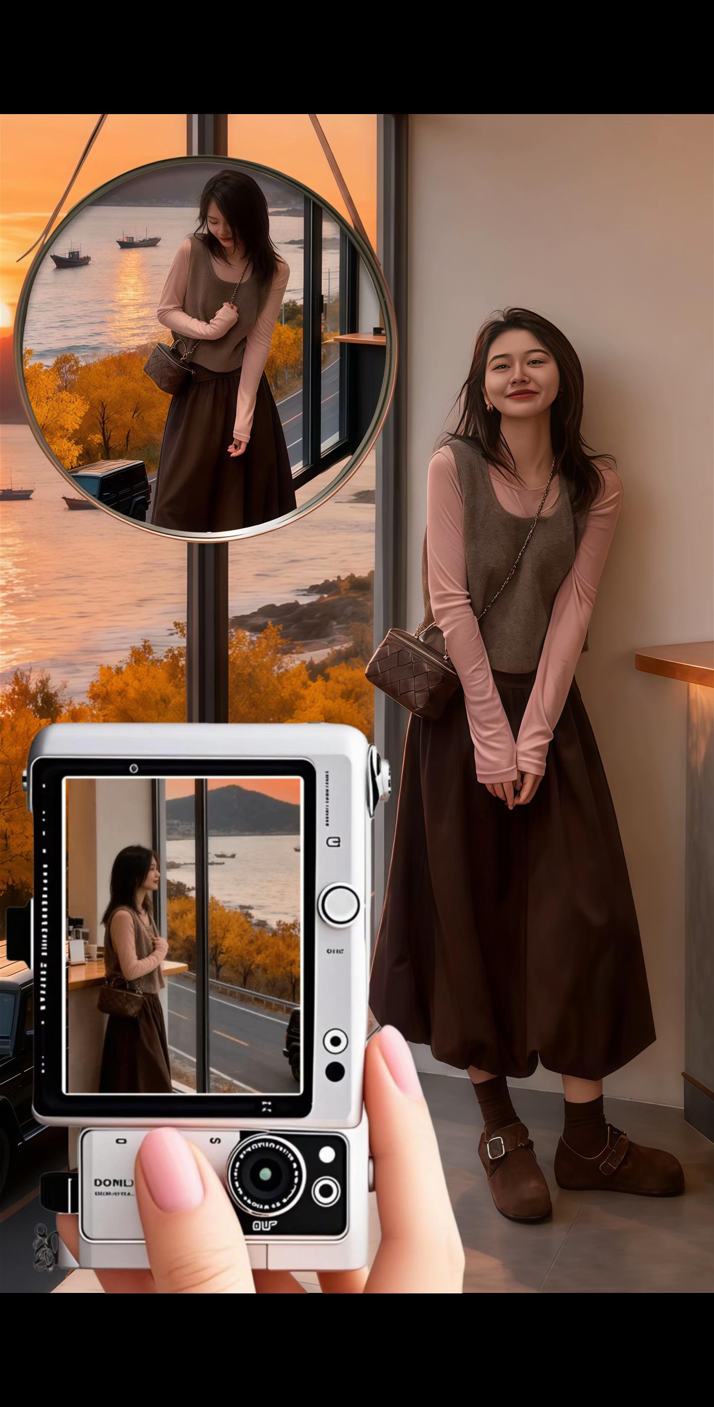 小个子的神仙套装阿~#小个子秋冬穿搭 #秋日人生照片还得是琥珀流光风 #洋气内搭打底衫女 #针织马甲 #我是又甜又酷的流光系少女 这一套真的既温柔又显高呀,都是秋冬最流行的颜色,好看又好搭!