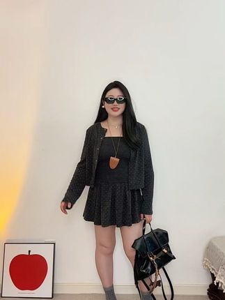 157/140斤 软糯糯的三件套波点套装来啦~#ootd穿搭 #大码女装 #通勤搭配 #梨形身材穿搭 #国庆出游穿搭