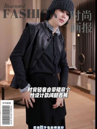 INS风时尚轻奢自带裙帘个性设计款阔腿西裤-D9561 #穿出高级感#时尚穿搭#ootd穿搭 #品质女装 #丽霞服装