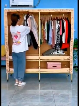简易衣柜家用卧室出租房专用布衣柜钢管加粗加厚耐用收纳柜衣橱#简易衣柜#衣柜